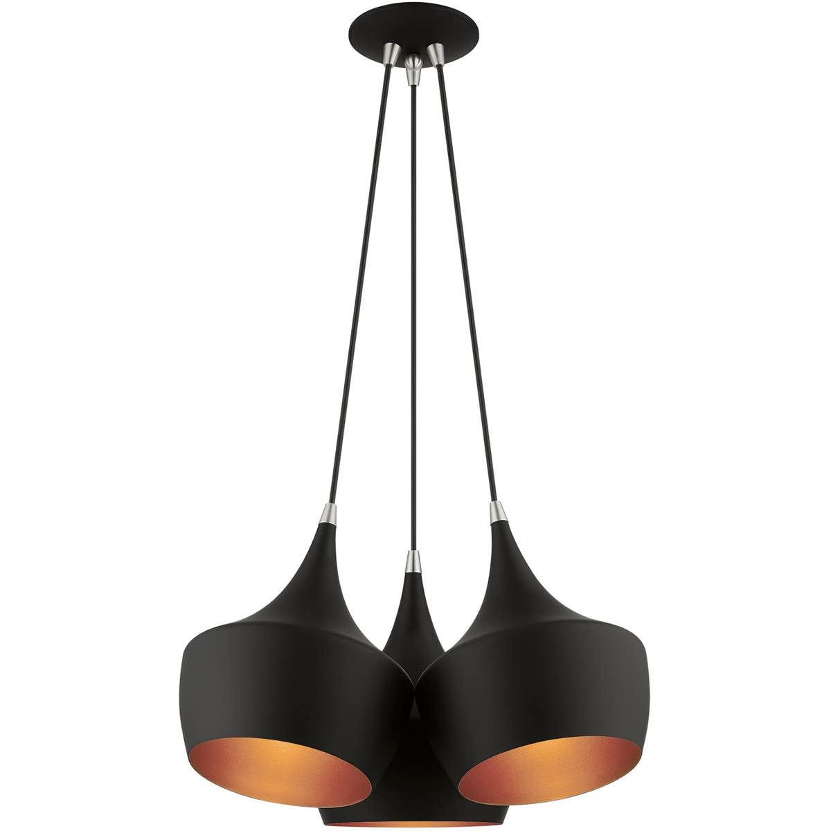 41083-04-Livex Lighting-Waldorf - 3 Light Cluster Pendant In Mid Century Modern Style-18.5 Inches Tall and 20.5 Inches Wide-Black Finish
