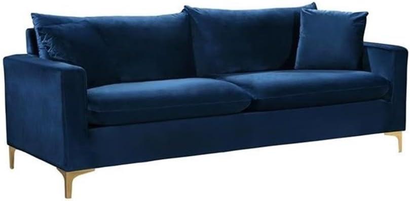 Meridian Furniture Naomi Contemporary Velvet Sofa in Navy