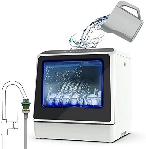 White Portable Countertop Dishwasher with Water Tank and Hose