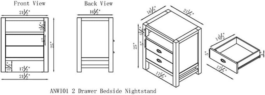 Windsor 2-Drawer Wood Nightstand for Kids Bedroom - Rustic Painted Finish, Metal Glides, Open Shelf Storage, Pine Wood Construction, 22 in. W x 17 in. D x 25 in. H, Distressed Look
