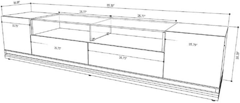 Vanderbilt Wood 85" TV Stand in Matte Black & Gloss