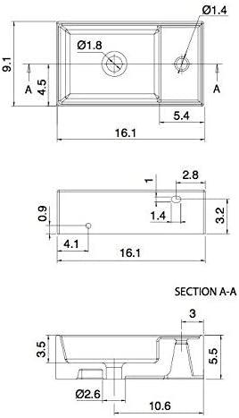 White Rectangular Ceramic Wall-Mounted Bathroom Sink