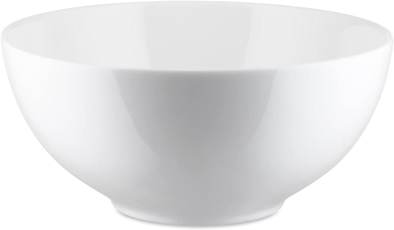 White 8" Ceramic Microwave Safe Salad Serving Bowl