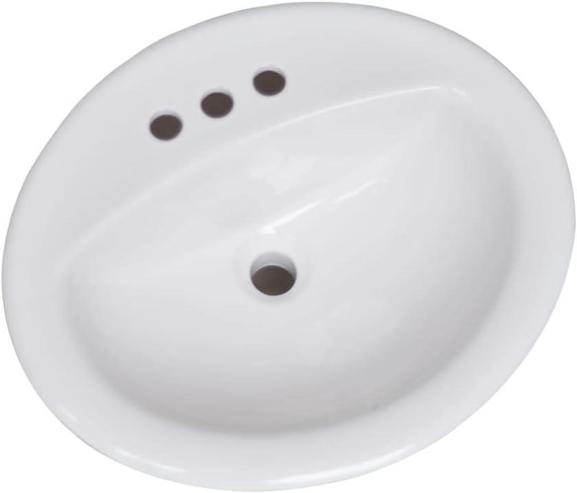 Design House 573428 Oval Drop-In Sink 20x17 Single Basin in White