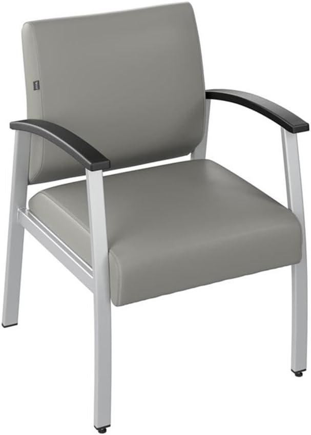 Bush Business Arrive Waiting Room Guest Chair with Arms in Light Gray Vinyl