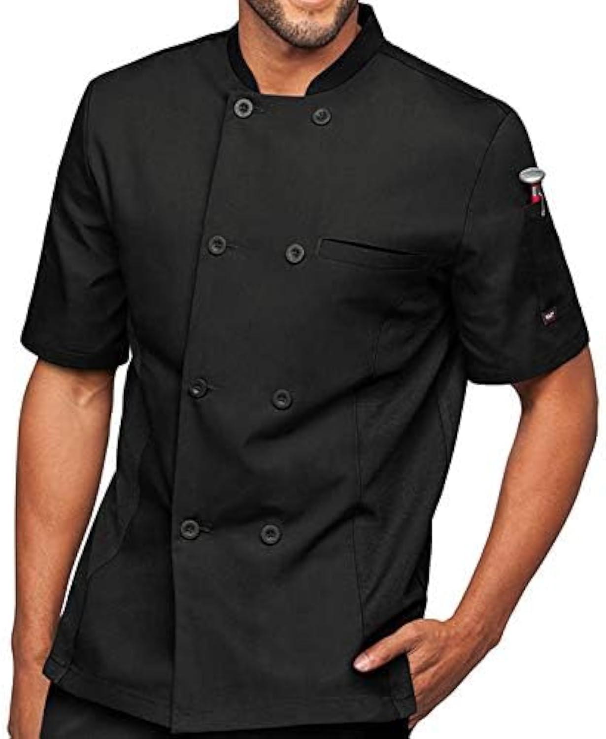 Men's Lightweight Short Sleeve Chef Coat with Mesh Panels