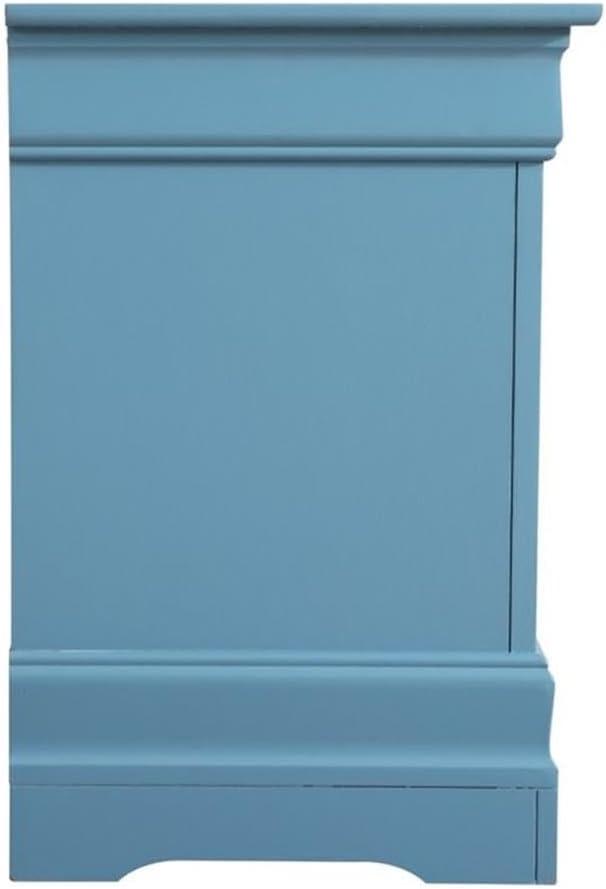 Glory Furniture Louis Phillipe 2 Drawer Nightstand in Teal