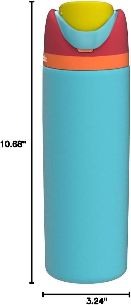 Owala FreeSip Insulated Stainless Steel Water Bottle with Straw for Sports and Travel, BPA-Free, 24-oz, Red/Aqua (Summer Sweetness)