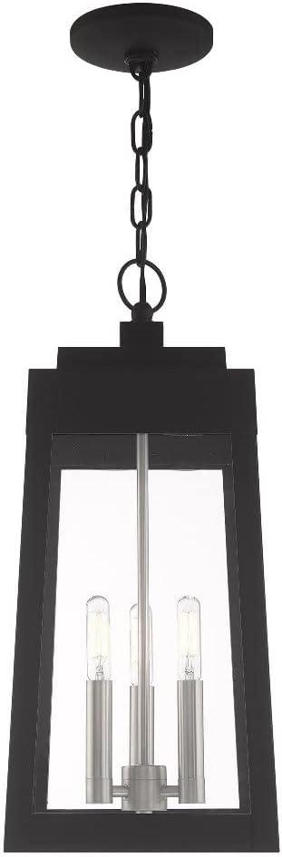 Bronze and Clear Glass 3-Light Outdoor Pendant Lantern