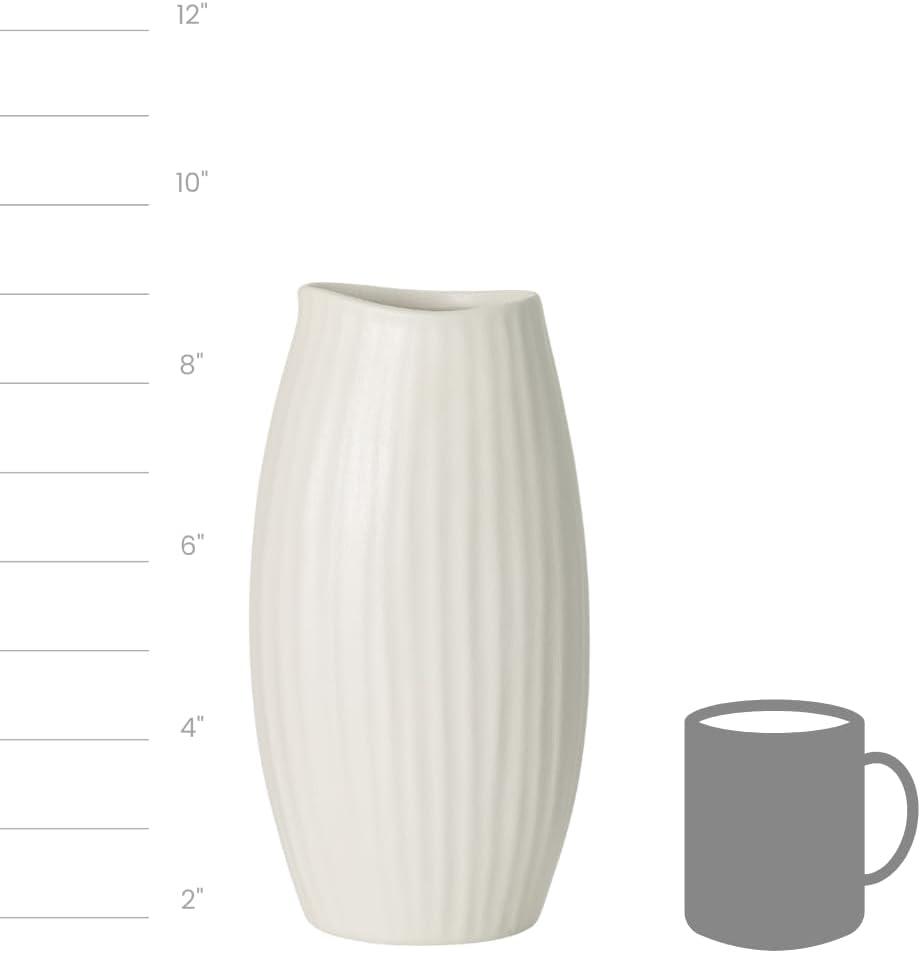 Sullivans 9" Modern White Ribbed Vase