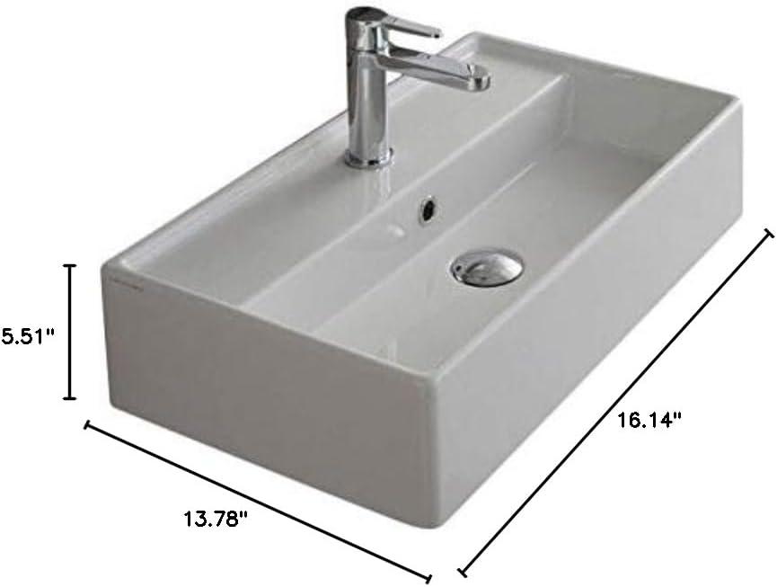 Scarabeo By Nameeks Teorema 13.78'' Standard White Ceramic Rectangular Bathroom Sink with Overflow