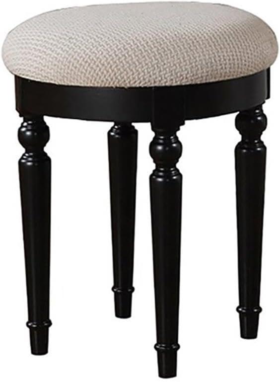 Bobkona St. Croix 3 Fold Mirror Vanity Table with Stool Set, Black