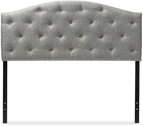 Myra Modern And Contemporary Fabric Upholstered Button-Tufted Scalloped Headboard - Baxton Studio