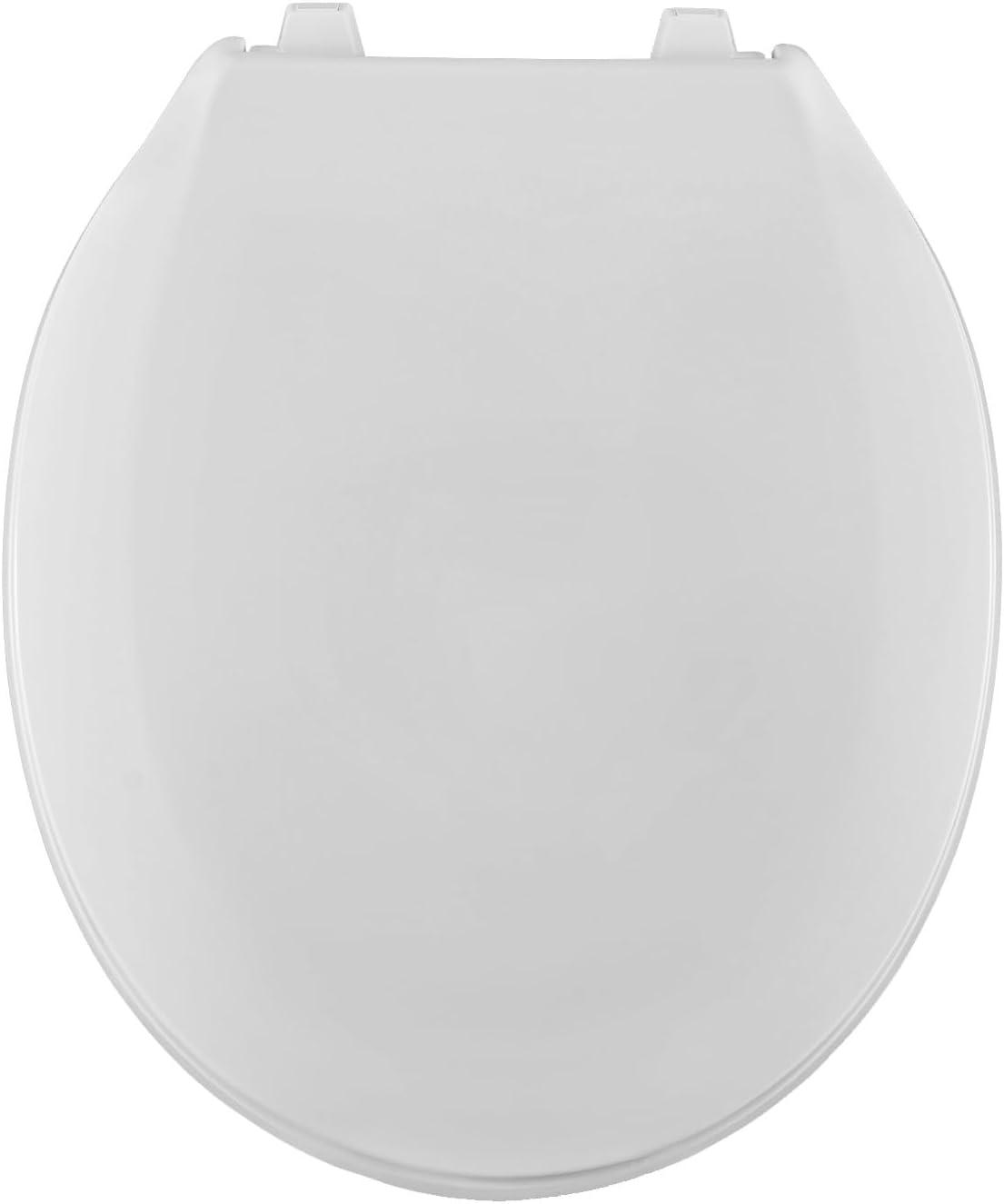 White Round Plastic Toilet Seat with Metal Hinges