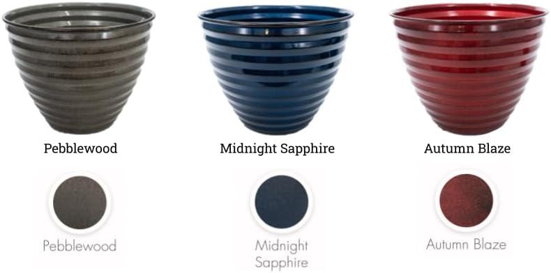 Robert Allen Home & Garden Ironstone 12" Avondale Round Metal Planter in Autumn Blaze