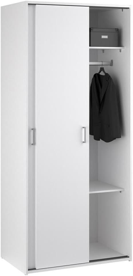 Tvilum Space Armoire Wardrobe with 2 Sliding Doors for Adults in White