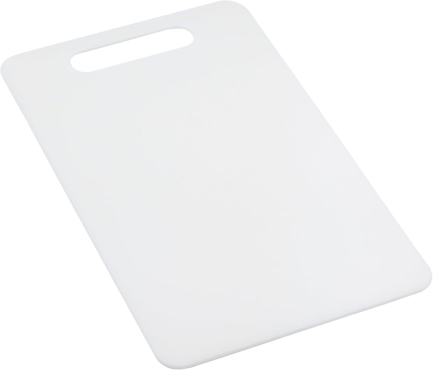 White Rectangular Plastic Cutting Board with Handle, 13 x 8 inches