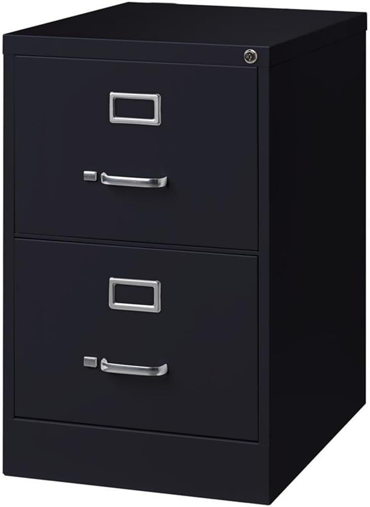 Hirsh 25" Deep 2 Drawer Legal Width Metal Vertical File Cabinet, Commercial Grade, Black