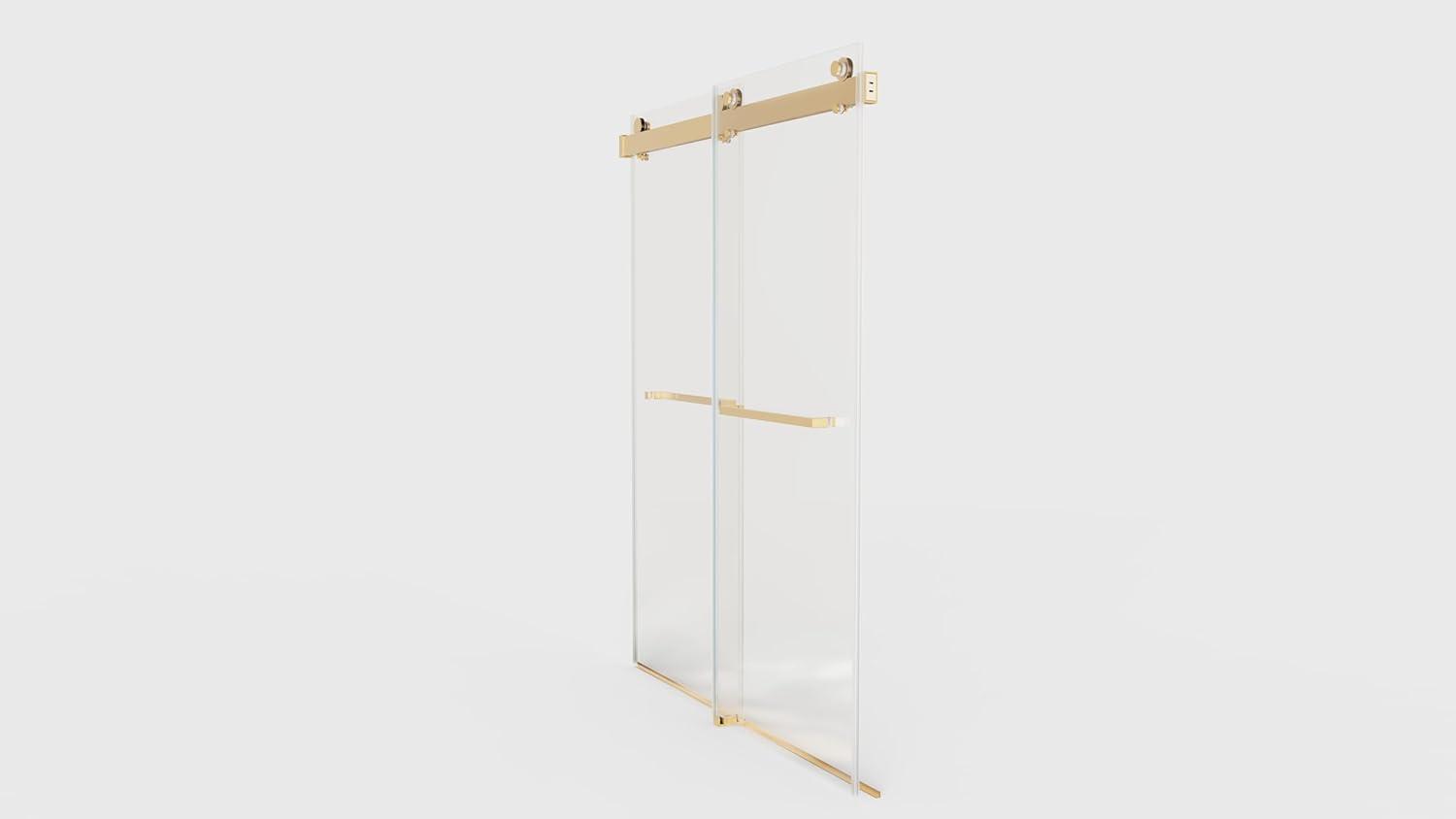 68-72" W x 76" L Frameless Double Sliding Shower Door - Soft-Close Feature, Brushed Nickel, 3/8" (10mm) Thick SGCC Tempered Glass Door with Explosion-Proof Film