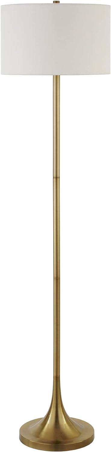 Brass Adjustable Floor Lamp with Barrel Shade