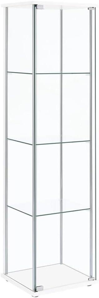 Rectangular 4-shelf Curio Cabinet White and Clear