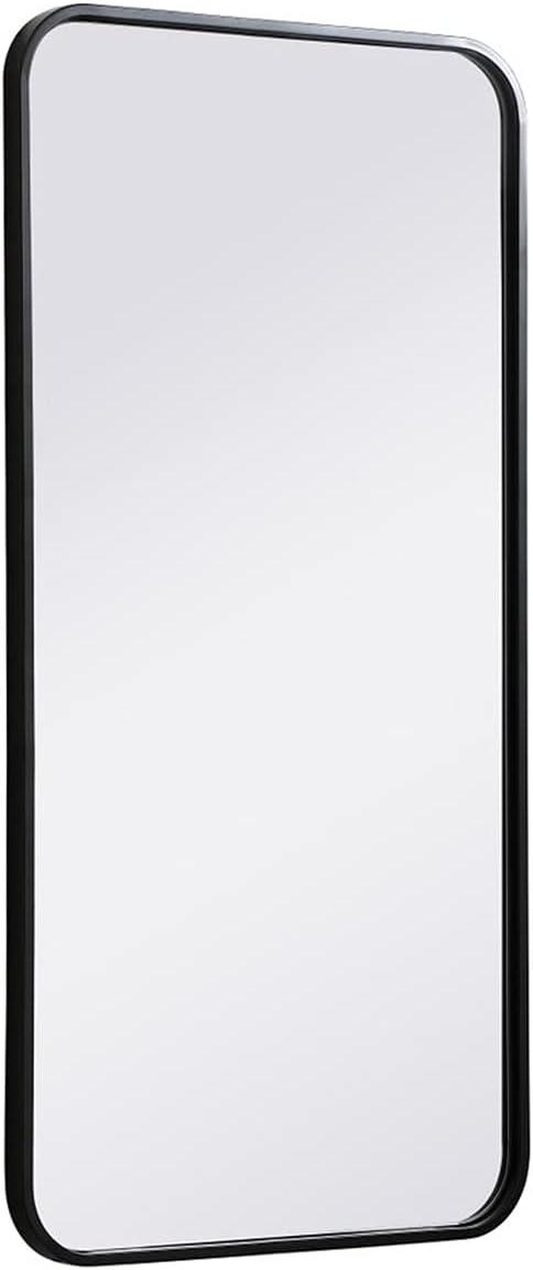 Elegant Lighting Soft corner metal rectangular mirror 18x36 inch in Black
