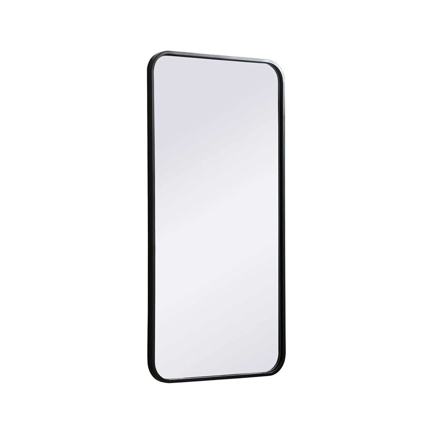 Elegant Lighting Soft corner metal rectangular mirror 18x36 inch in Black