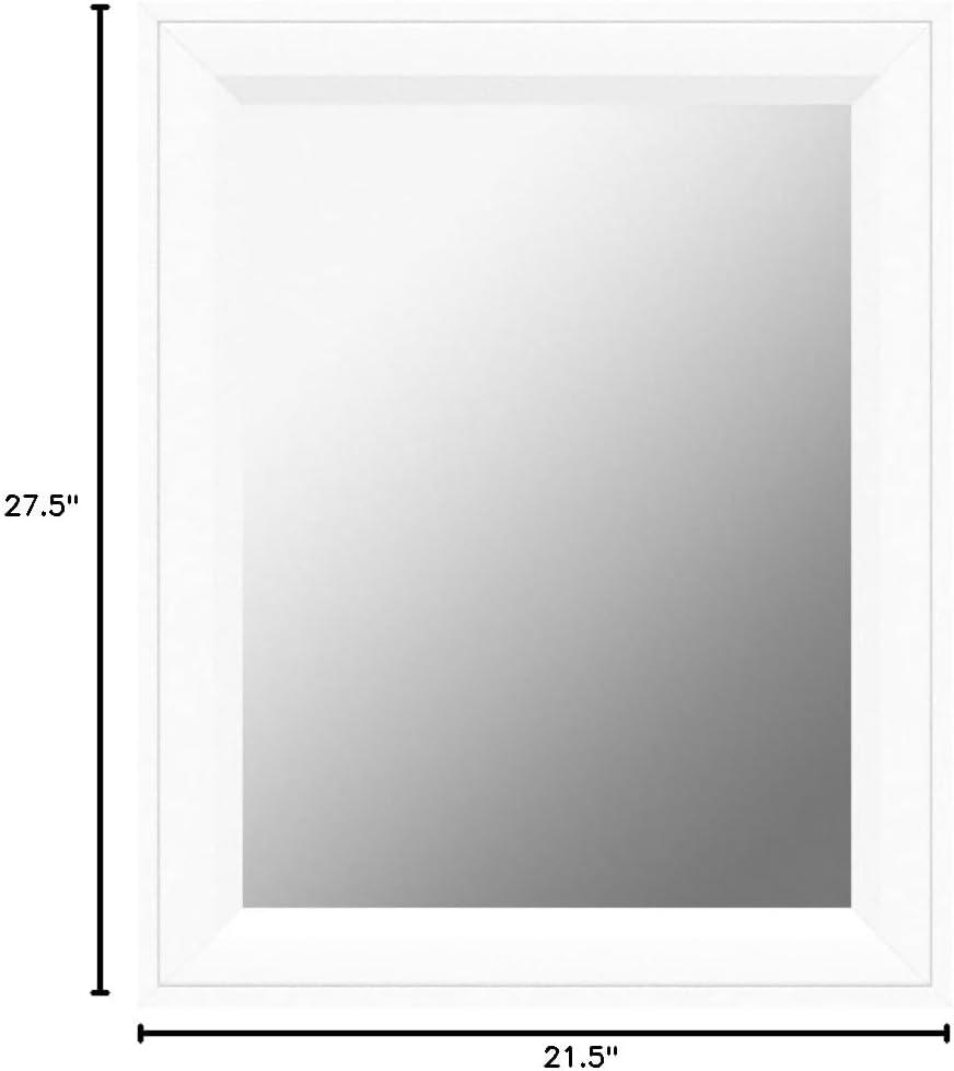 21.5" x 27.5" Bosc Rectangle Wall Mirror White - DesignOvation: Polystyrene Frame, No Assembly Required