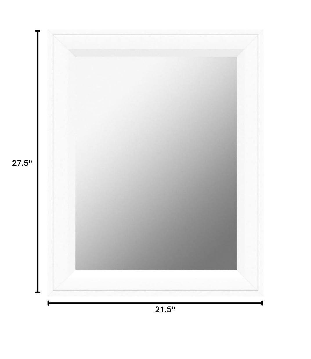 21.5" x 27.5" Bosc Rectangle Wall Mirror White - DesignOvation: Polystyrene Frame, No Assembly Required