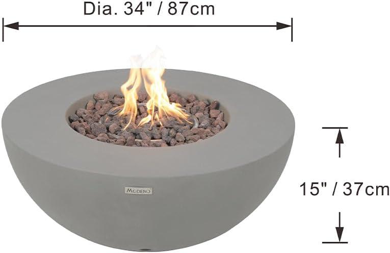 Modeno 34-Inch Gray Concrete Gas Fire Pit Table