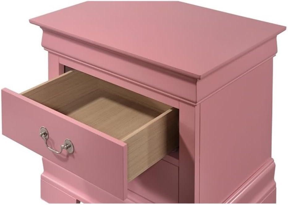 Glory Furniture Louis Phillipe 2 Drawer Nightstand in Pink