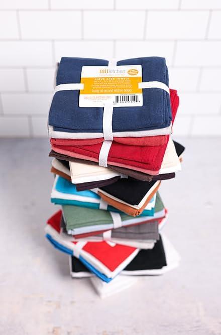 3pk Cotton Kitchen Towels White - MU Kitchen: Machine Washable, Plain Weave Dish Towels, Set of 3