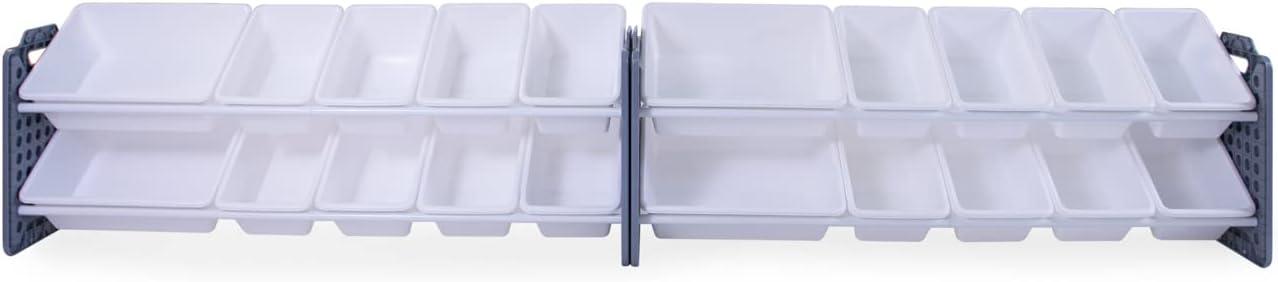 UNiPLAY Toy Organizer With 20 Removable Storage Bins and Block Play Panel, Multi-Size Bin Organizer