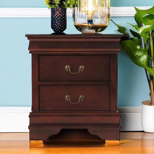 Signature Design by Ashley Alisdair Nightstand Brown/Beige: Traditional Style with Metal Glides, Storage Drawer