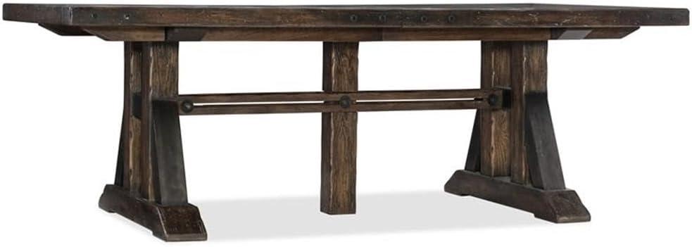 Dark Wood Extendable Trestle Dining Table with Leaves