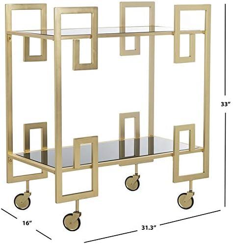 Eliza 2 Tier Bar Cart - Matte Brass/Glass - Safavieh