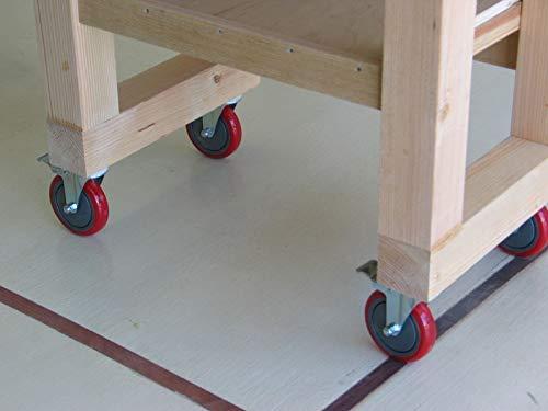 GBL 4" Heavy Duty Caster Wheels with Brakes + Screws - up to 1320Lbs - Set of 4 No Floor Marks Silent Industrial Castor for Furniture - Rubbered Trolley or Pallet Swivel Wheels - Black Casters