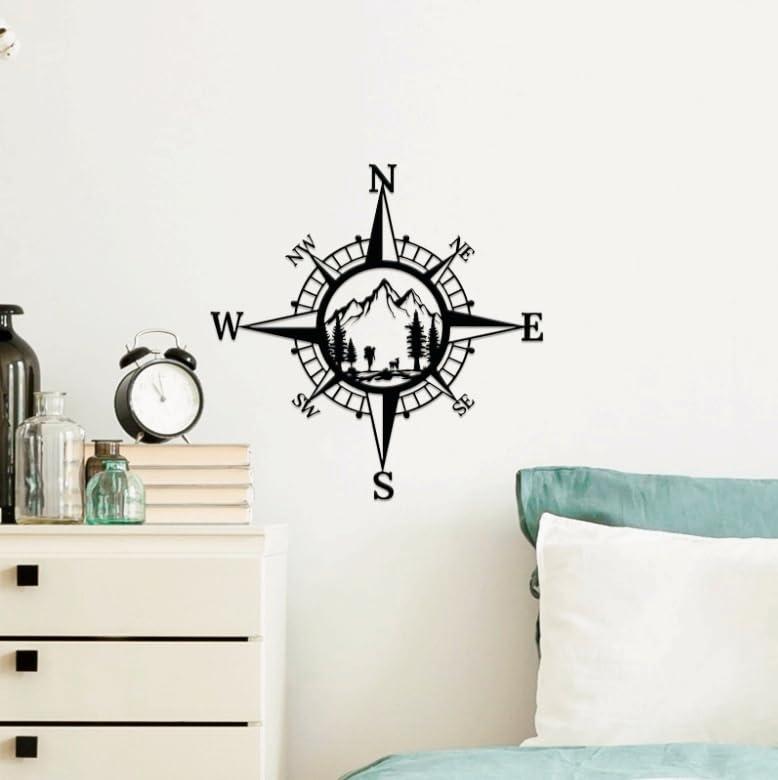 Ploknplq Home Decor Desk Decor Porch 11 Bedroom Wall Metal Compass Nautical Room Inch Office Living Terrace Decoration Garden Decoration Decoration & Hangs Wall Decor