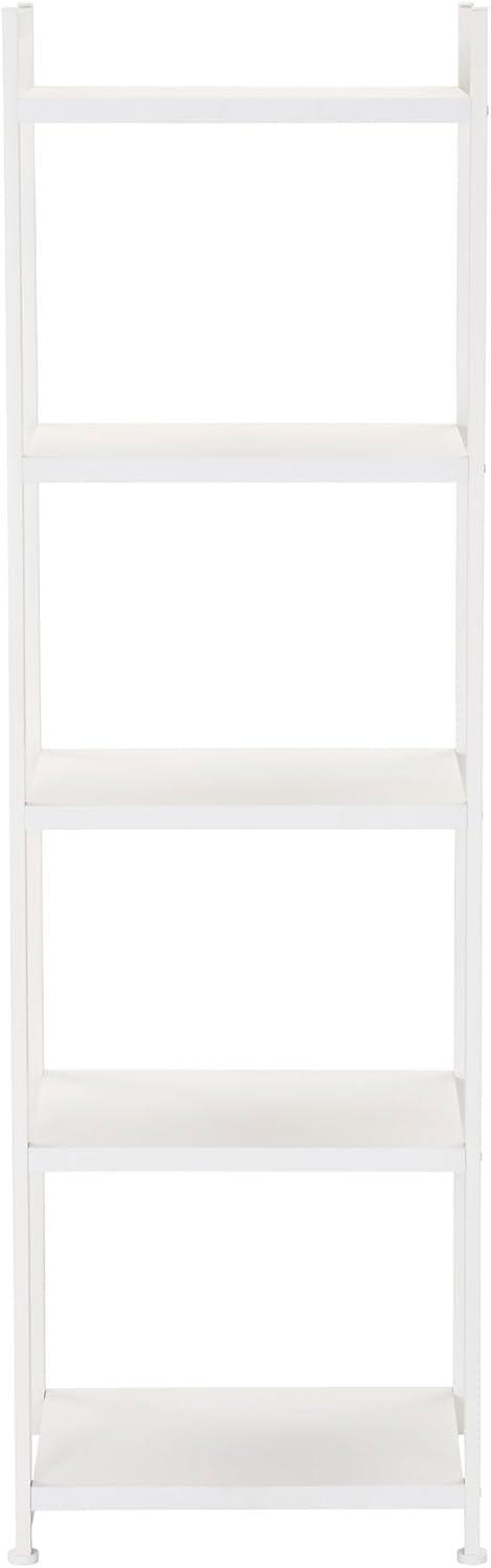 Household Essentials Jamestown Narrow 5 Shelf Open Storage Bookshelf Scandinavian White and White Metal