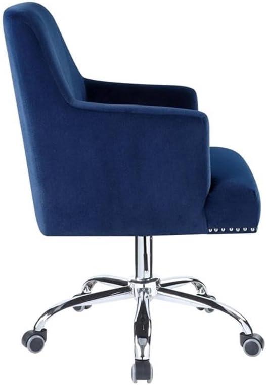 DeeHome ACME Trenerry Office Chair in Blue Velvet & Chrome Finish OF00117