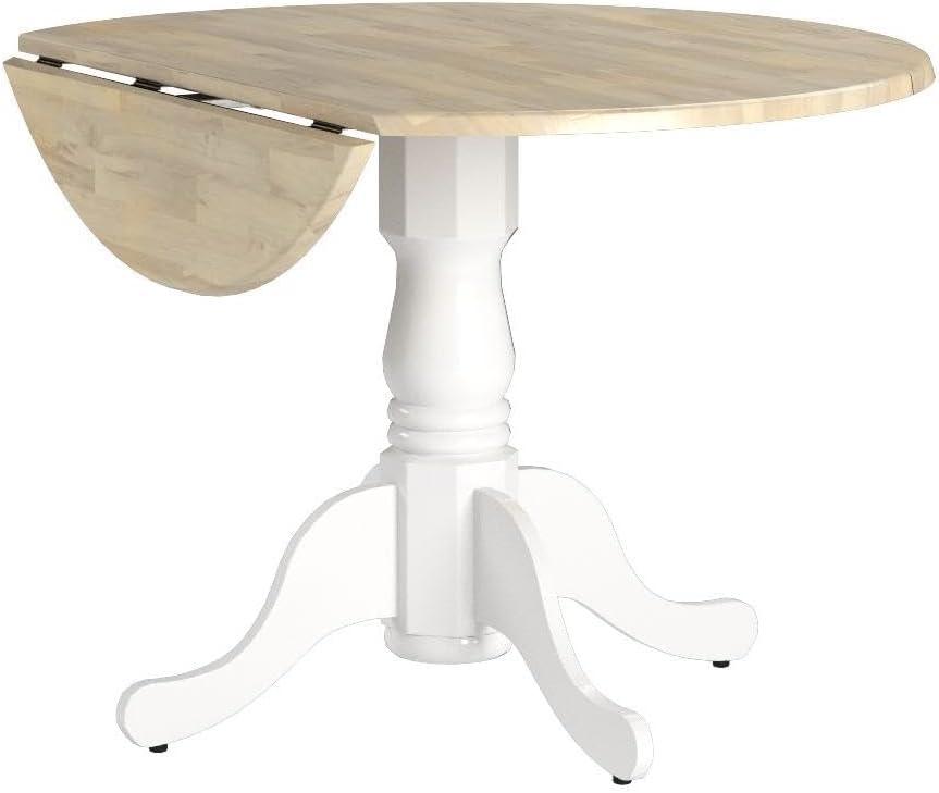 Cottage Charm Off-White Round Wood Extendable Dining Table