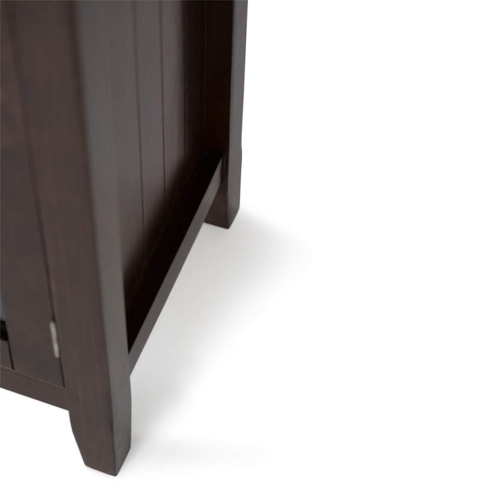 Simpli Home Acadian 62"W Solid Wood 3-Shelf Storage Cabinet with Tempered Glass Doors and Adjustable Shelves
