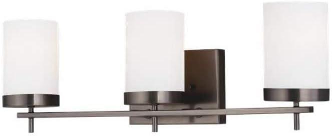 Zire 24 in. W 3-Light Brushed Oil Rubbed Bronze Vanity Light with Etched White Glass Shades with LED Bulbs