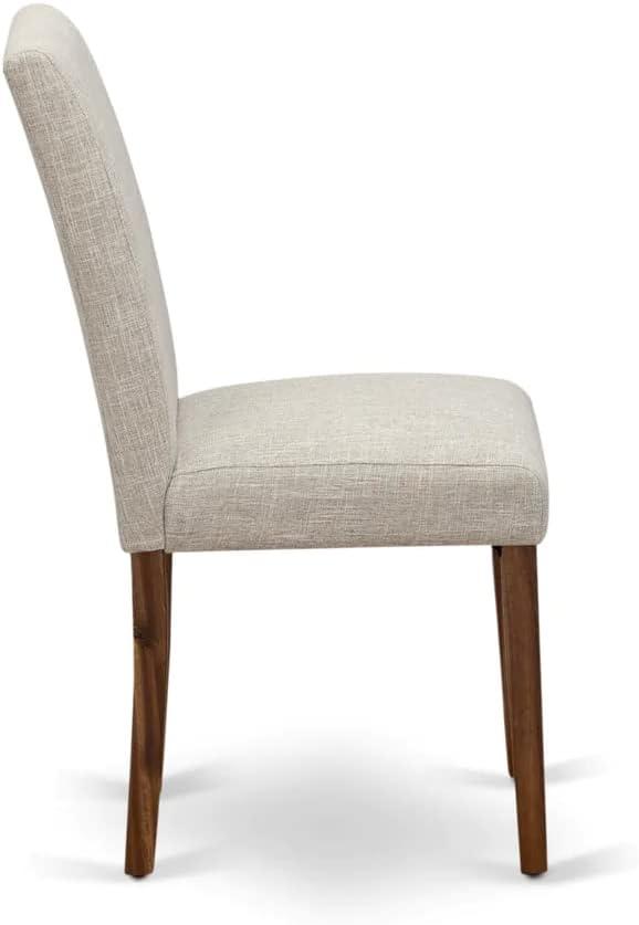 East West Furniture Abbott 35" Linen Dining Chairs in Natural/Gray (Set of 2)