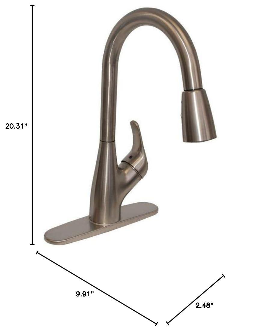 EZ-FLO 10389 Kitchen Faucet with High Arc Pull-Down Spray, One-Handle, Brush Nickel