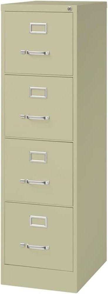 Beige Metal 4-Drawer Lockable Vertical File Cabinet