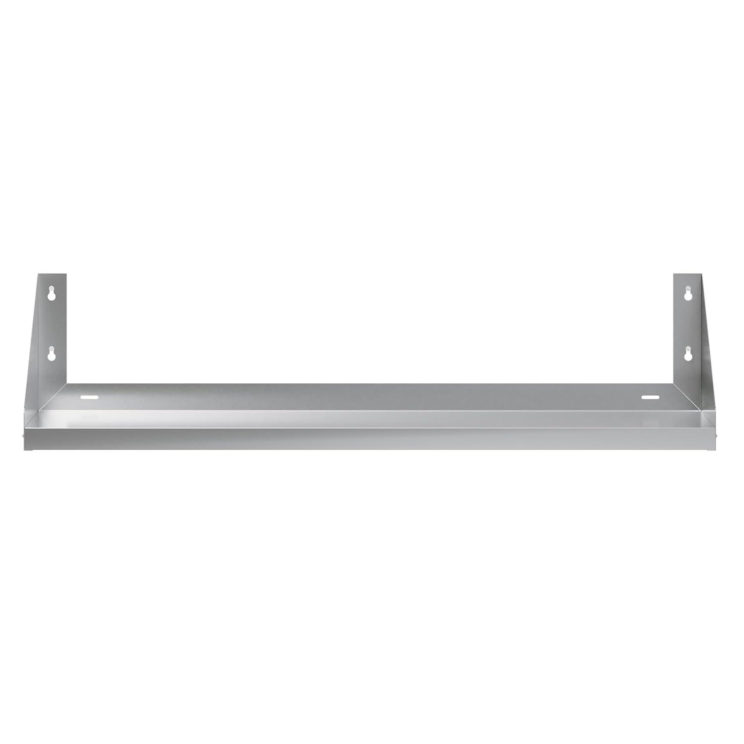 48" Long Stainless Steel Wall Shelf with Side Guards