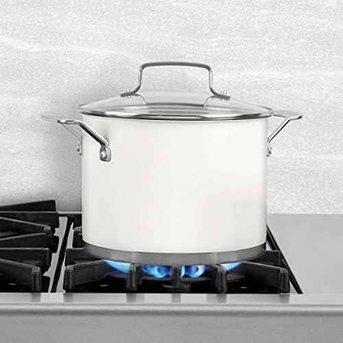 Cuisinart Matte 6qt Stainless Steel Stockpot with Cover MW8966-22 - White: Tri Ply, Dishwasher & Oven Safe, Glass Lid