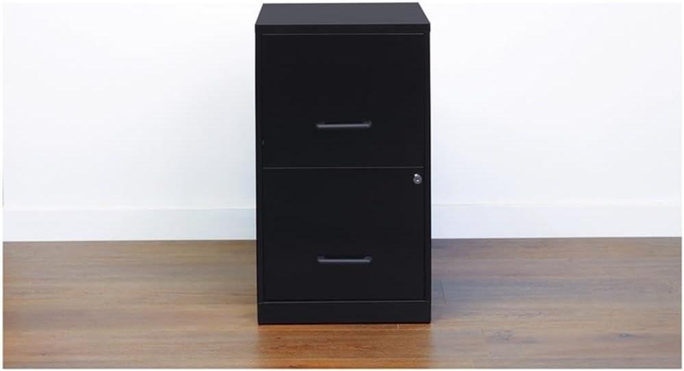 Black Metal 2-Drawer Lockable File Cabinet