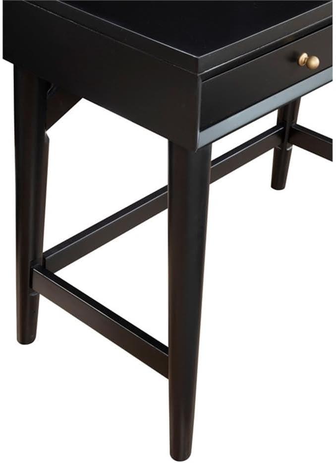 Alpine Furniture Flynn Large Wood 3 Drawer Desk in Black